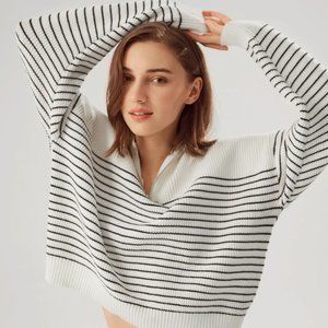 Alabastar Stripe Zip Sweater